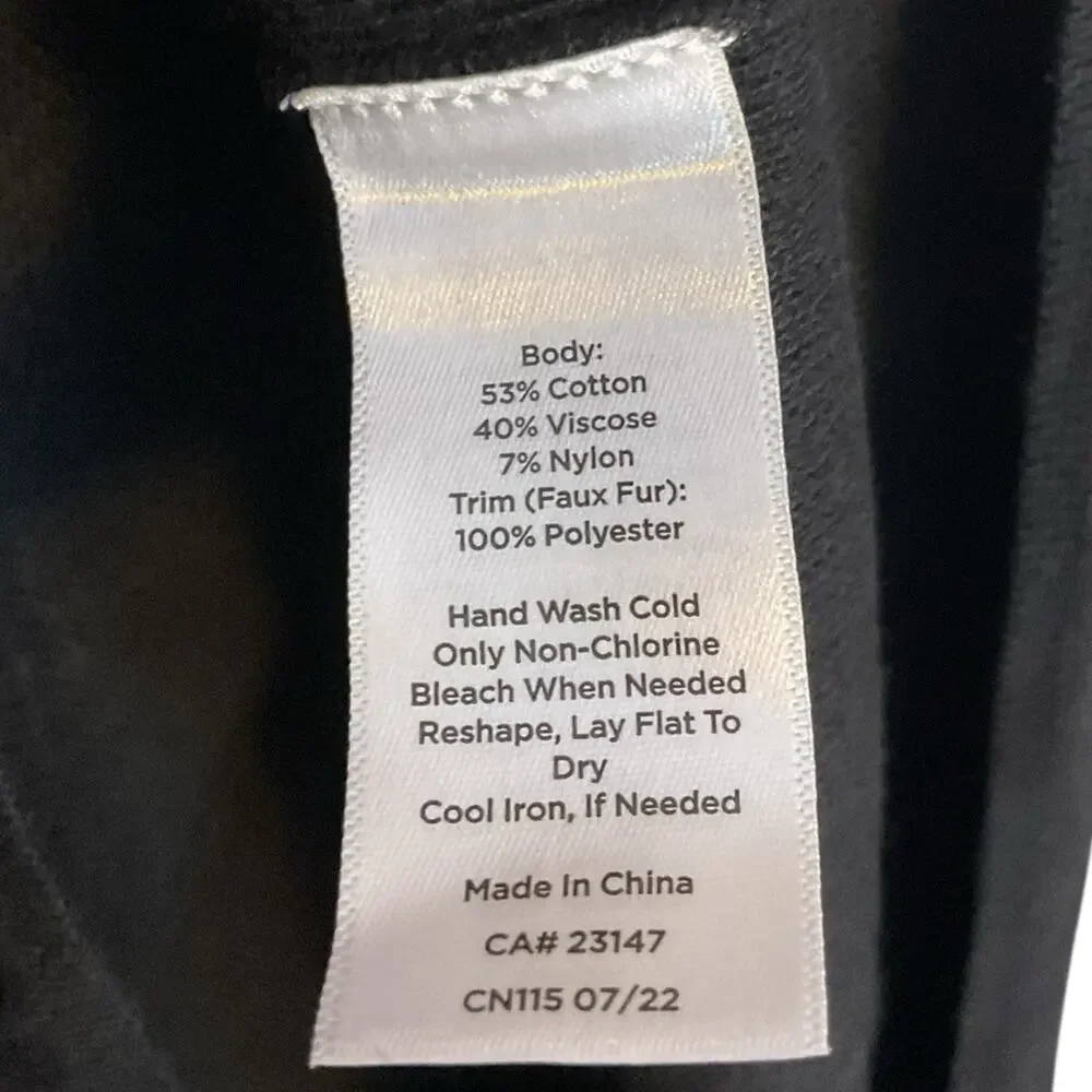 Talbots Black Faux Fur Trim Asymmetrical Hem Cape Poncho Women XS/S Formal Wear - Picture 11 of 14